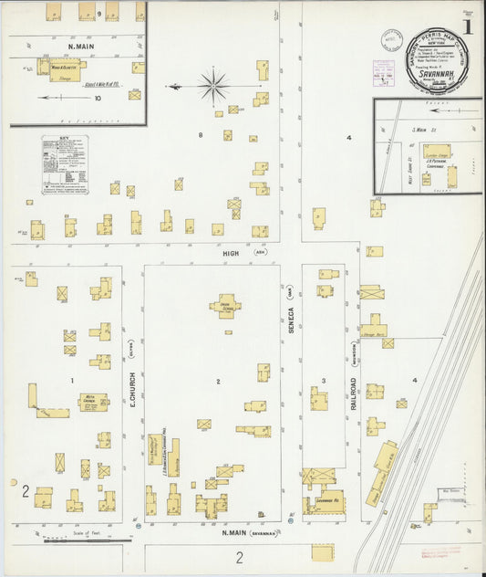 Sanborn Fire Insurance Map from Savannah, Wayne County, New York (1901), Sheet #0001 - Complete Map Set gallery image, historic Sanborn map, vintage wall art, New York New York
