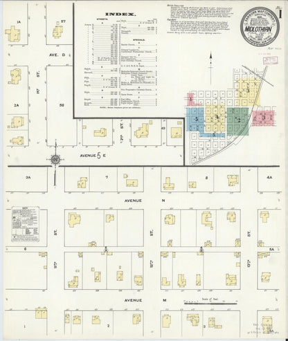 Sanborn Fire Insurance Map from Midlothian, Ellis County, Texas (1910), Sheet #0001 - Complete Map Set gallery image, historic Sanborn map, vintage wall art, Texas Texas