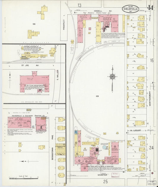 Sanborn Fire Insurance Map from Shelbyville, Shelby County, Indiana (1910), Sheet #0014 - Historic Sanborn Fire Insurance Map Print, vintage old map wall art, antique decor, genealogy gift, Indiana Indiana map
