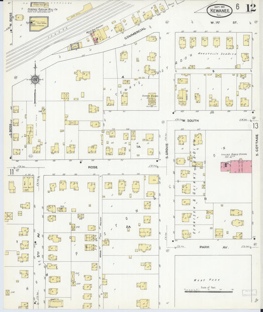 Sanborn Fire Insurance Map from Kewanee, Henry County, Illinois (1910), Sheet #0012 - Historic Sanborn Fire Insurance Map Print, vintage old map wall art, antique decor, genealogy gift, Illinois Illinois map