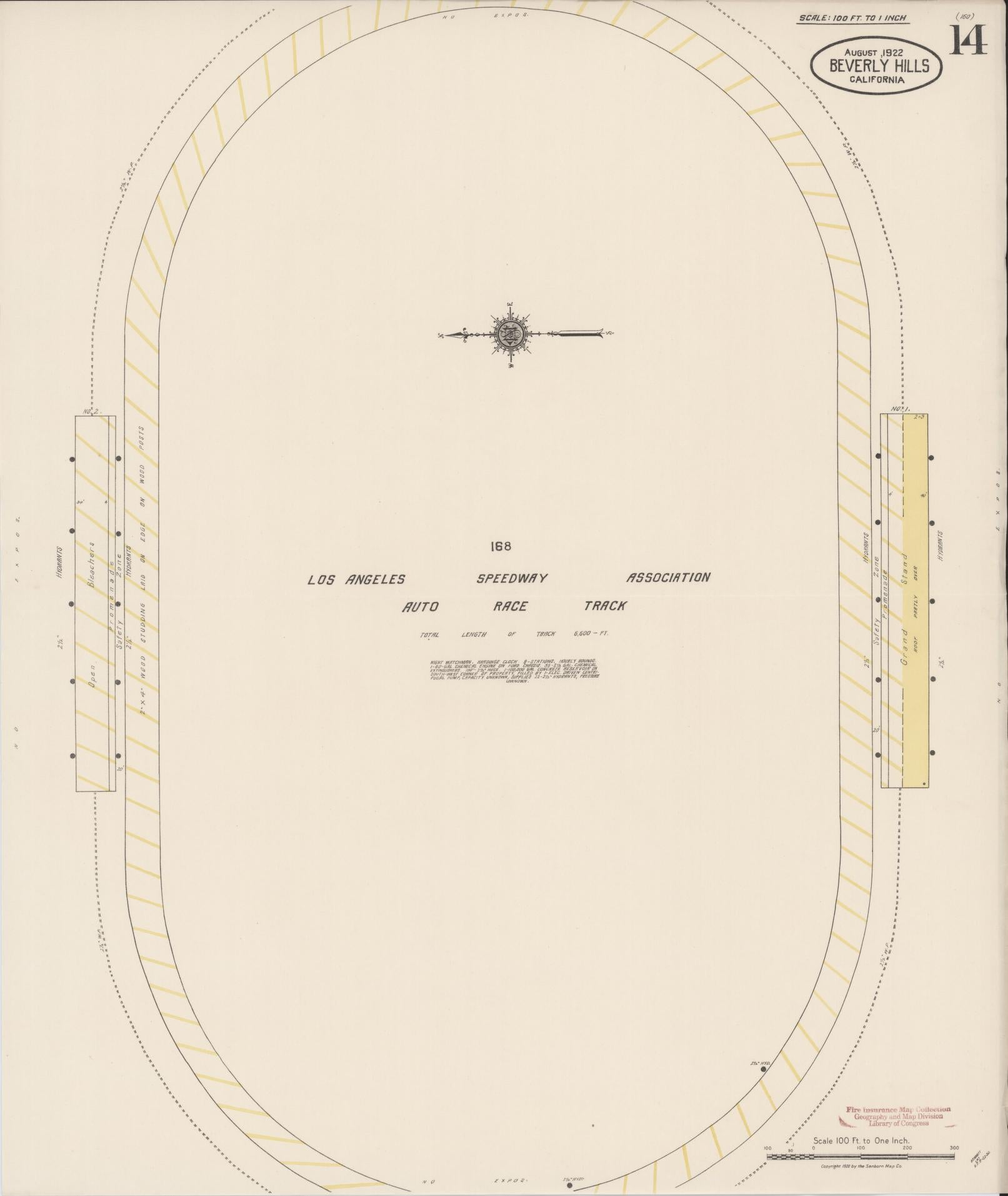 Sanborn Fire Insurance Map from Beverly Hills, Los Angeles County, California (1922), Sheet #0014 - Historic Sanborn Fire Insurance Map Print, vintage old map wall art, antique decor, genealogy gift, California California map