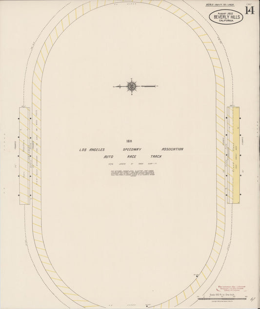 Sanborn Fire Insurance Map from Beverly Hills, Los Angeles County, California (1922), Sheet #0014 - Historic Sanborn Fire Insurance Map Print, vintage old map wall art, antique decor, genealogy gift, California California map