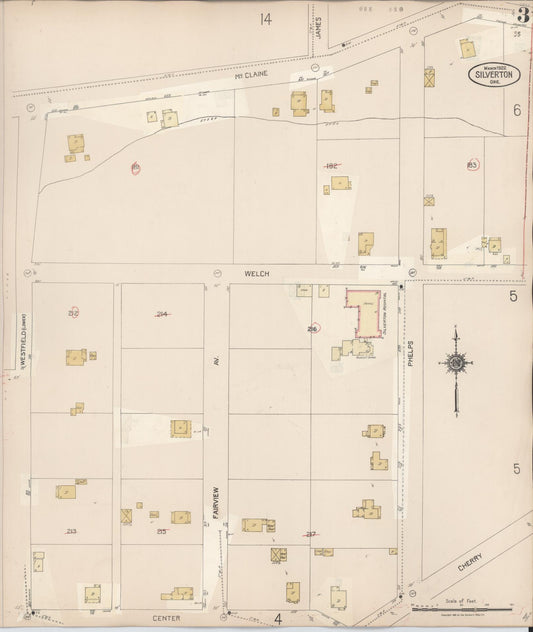 Sanborn Fire Insurance Map from Silverton, Marion County, Oregon (1939), Sheet #0003 - Historic Sanborn Fire Insurance Map Print, vintage old map wall art, antique decor, genealogy gift, Oregon Oregon map
