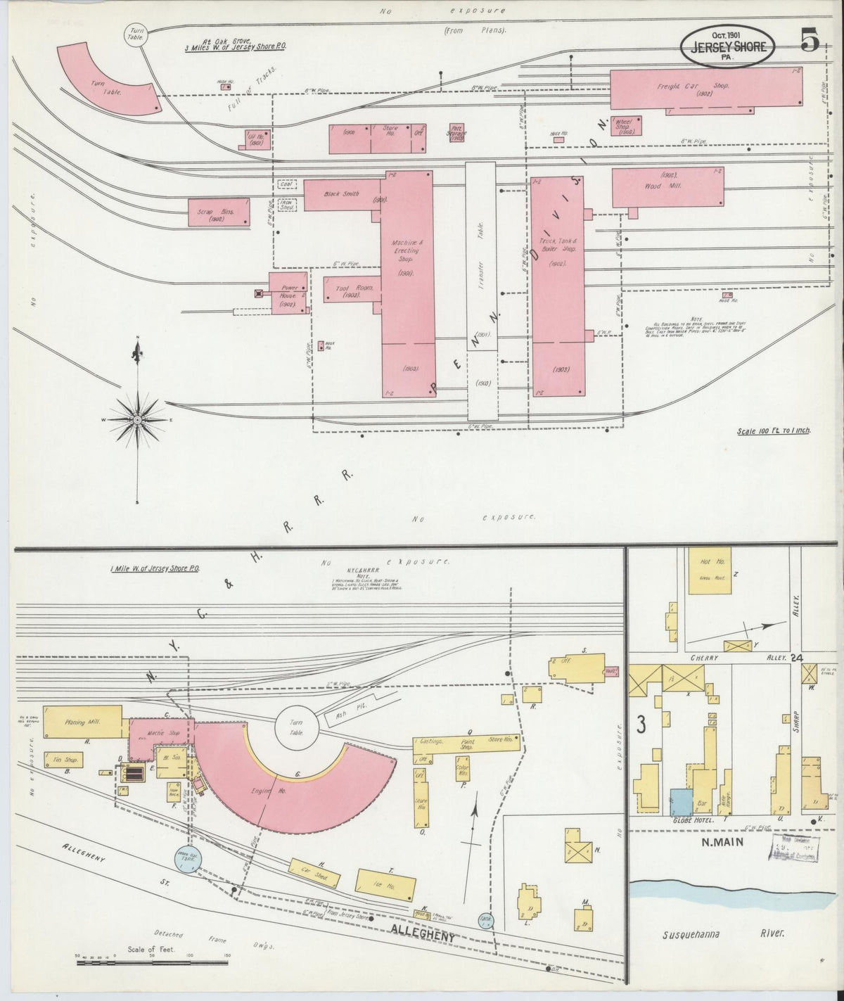 Sanborn Fire Insurance Map from Jersey Shore, Lycoming County, Pennsylvania (1901), Sheet #0005 - Complete Map Set gallery image, historic Sanborn map, vintage wall art, Pennsylvania Pennsylvania