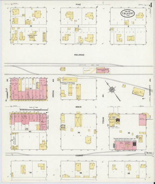 Sanborn Fire Insurance Map from Calvert, Robertson County, Texas (1911), Sheet #0004 - Historic Sanborn Fire Insurance Map Print, vintage old map wall art, antique decor, genealogy gift, Texas Texas map