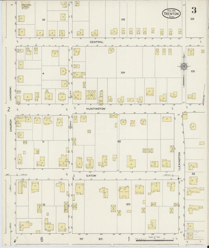 Sanborn Fire Insurance Map from Trenton, Gibson County, Tennessee (1915), Sheet #0003 - Complete Map Set gallery image, historic Sanborn map, vintage wall art, Tennessee Tennessee