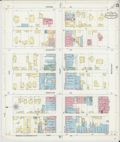 Sanborn Fire Insurance Map from Kankakee, Kankakee County, Illinois (1896), Sheet #0003 - Complete Map Set gallery image, historic Sanborn map, vintage wall art, Illinois Illinois