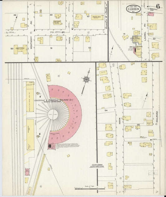 Sanborn Fire Insurance Map from Corbin, Knox and Whitley Counties, Kentucky (1913), Sheet #0006 - Historic Sanborn Fire Insurance Map Print, vintage old map wall art, antique decor, genealogy gift, Kentucky Kentucky map
