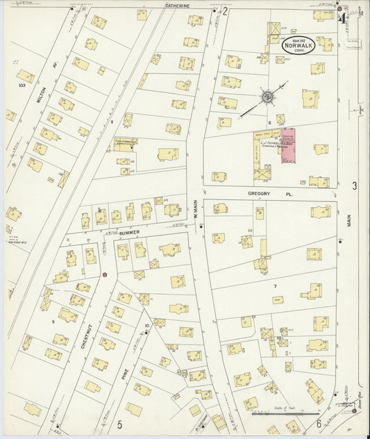 Sanborn Fire Insurance Map from Norwalk, Fairfield County, Connecticut (1912), Sheet #0004 - Historic Sanborn Fire Insurance Map Print, vintage old map wall art, antique decor, genealogy gift, Connecticut Connecticut map
