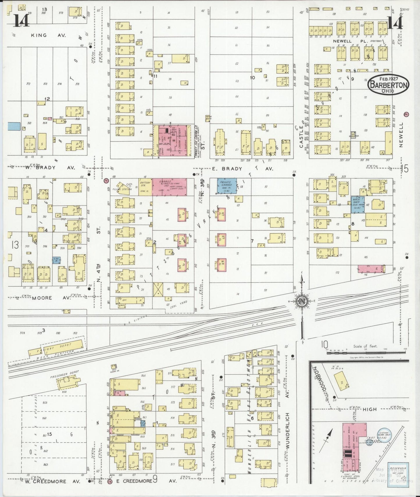 Sanborn Fire Insurance Map from Barberton, Summit County, Ohio (1927), Sheet #0014 - Complete Map Set gallery image, historic Sanborn map, vintage wall art, Ohio Ohio