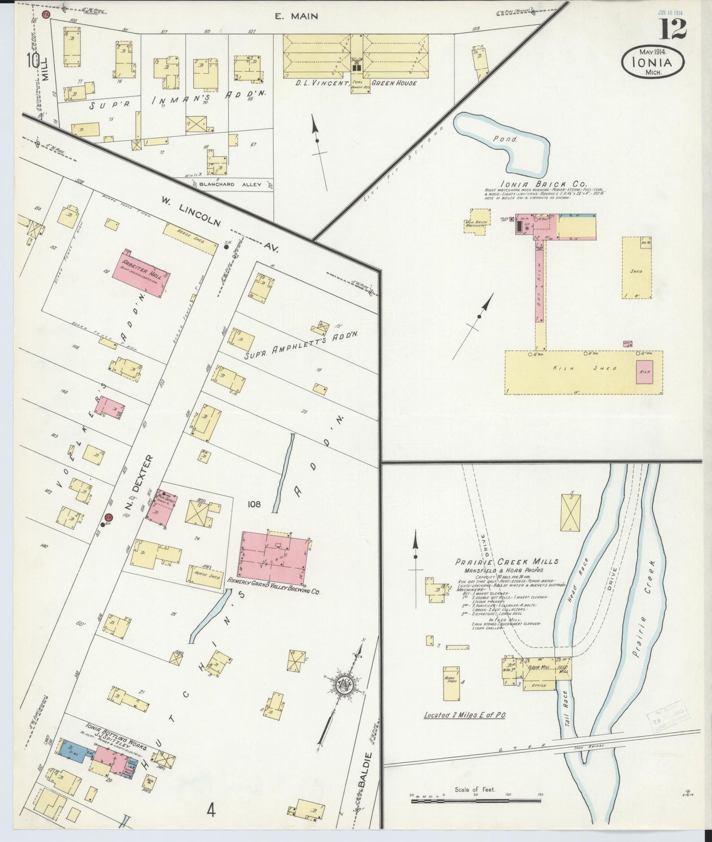 Sanborn Fire Insurance Map from Ionia, Ionia County, Michigan (1914), Sheet #0012 - Complete Map Set gallery image, historic Sanborn map, vintage wall art, Michigan Michigan