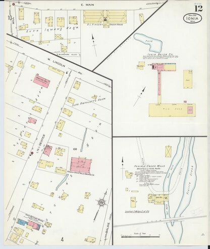 Sanborn Fire Insurance Map from Ionia, Ionia County, Michigan (1914), Sheet #0012 - Complete Map Set gallery image, historic Sanborn map, vintage wall art, Michigan Michigan