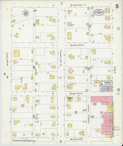 Sanborn Fire Insurance Map from Ardmore, Carter County, Oklahoma (1902), Sheet #0005 - Complete Map Set gallery image, historic Sanborn map, vintage wall art, Oklahoma Oklahoma
