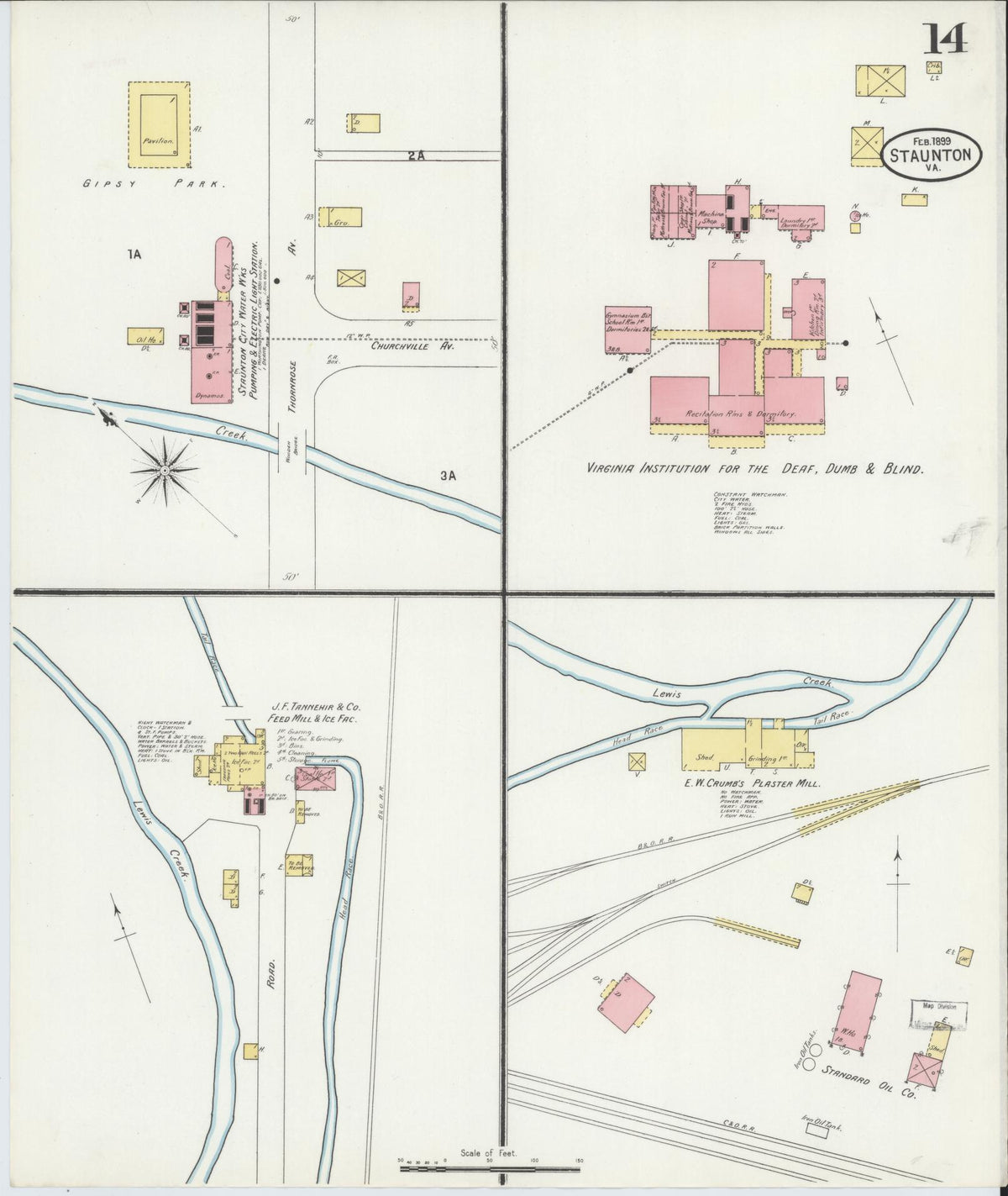 Sanborn Fire Insurance Map from Staunton, Independent Cities, Virginia (1899), Sheet #0014 - Complete Map Set gallery image, historic Sanborn map, vintage wall art, Virginia Virginia