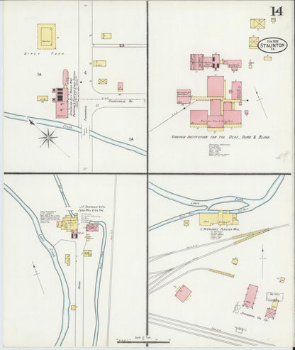Sanborn Fire Insurance Map from Staunton, Independent Cities, Virginia (1899), Sheet #0014 - Complete Map Set gallery image, historic Sanborn map, vintage wall art, Virginia Virginia