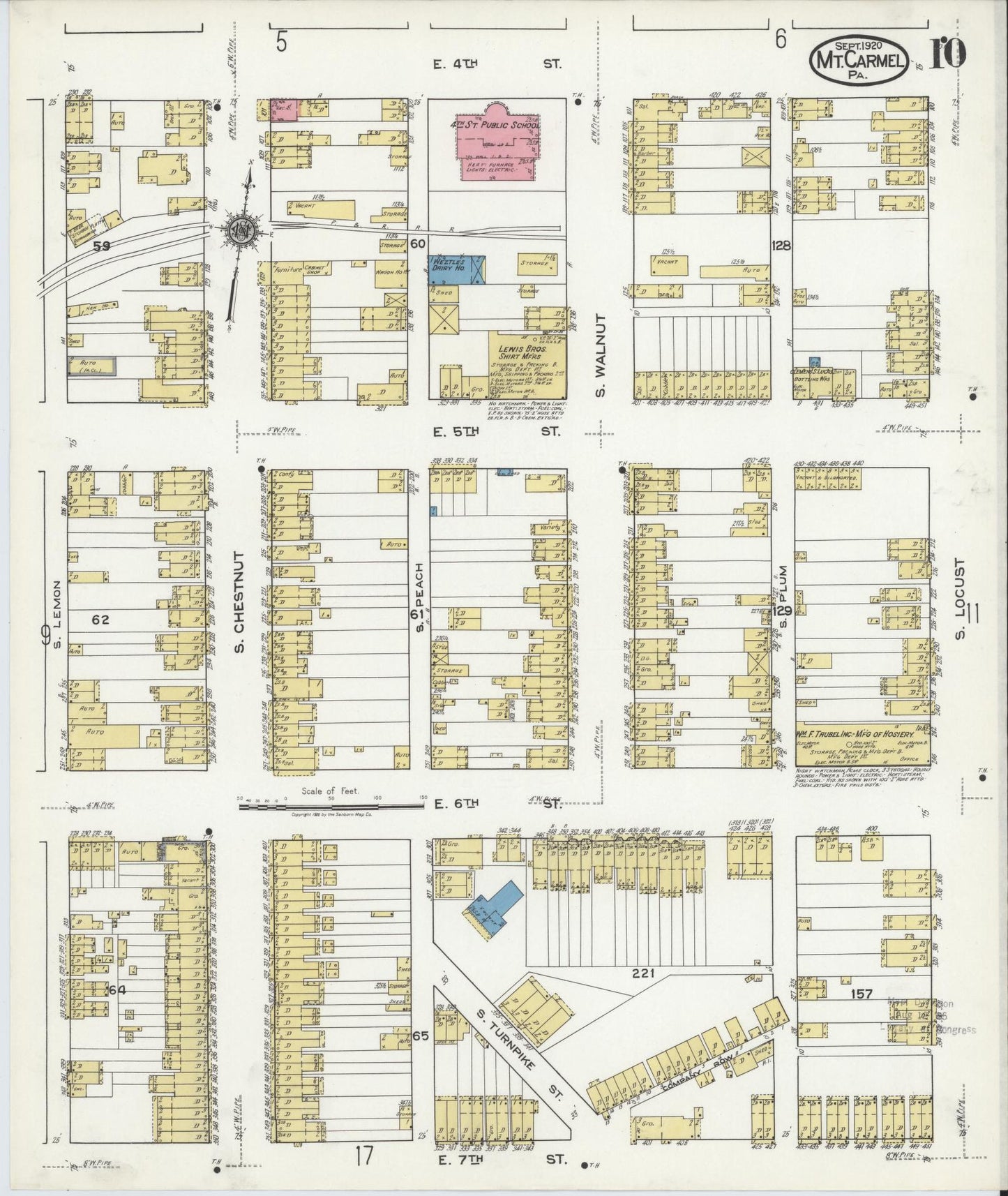 Sanborn Fire Insurance Map from Mount Carmel, Northumberland County, Pennsylvania (1920), Sheet #0010 - Historic Sanborn Fire Insurance Map Print, vintage old map wall art, antique decor, genealogy gift, Pennsylvania Pennsylvania map