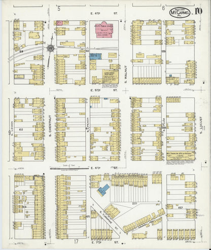 Sanborn Fire Insurance Map from Mount Carmel, Northumberland County, Pennsylvania (1920), Sheet #0010 - Historic Sanborn Fire Insurance Map Print, vintage old map wall art, antique decor, genealogy gift, Pennsylvania Pennsylvania map