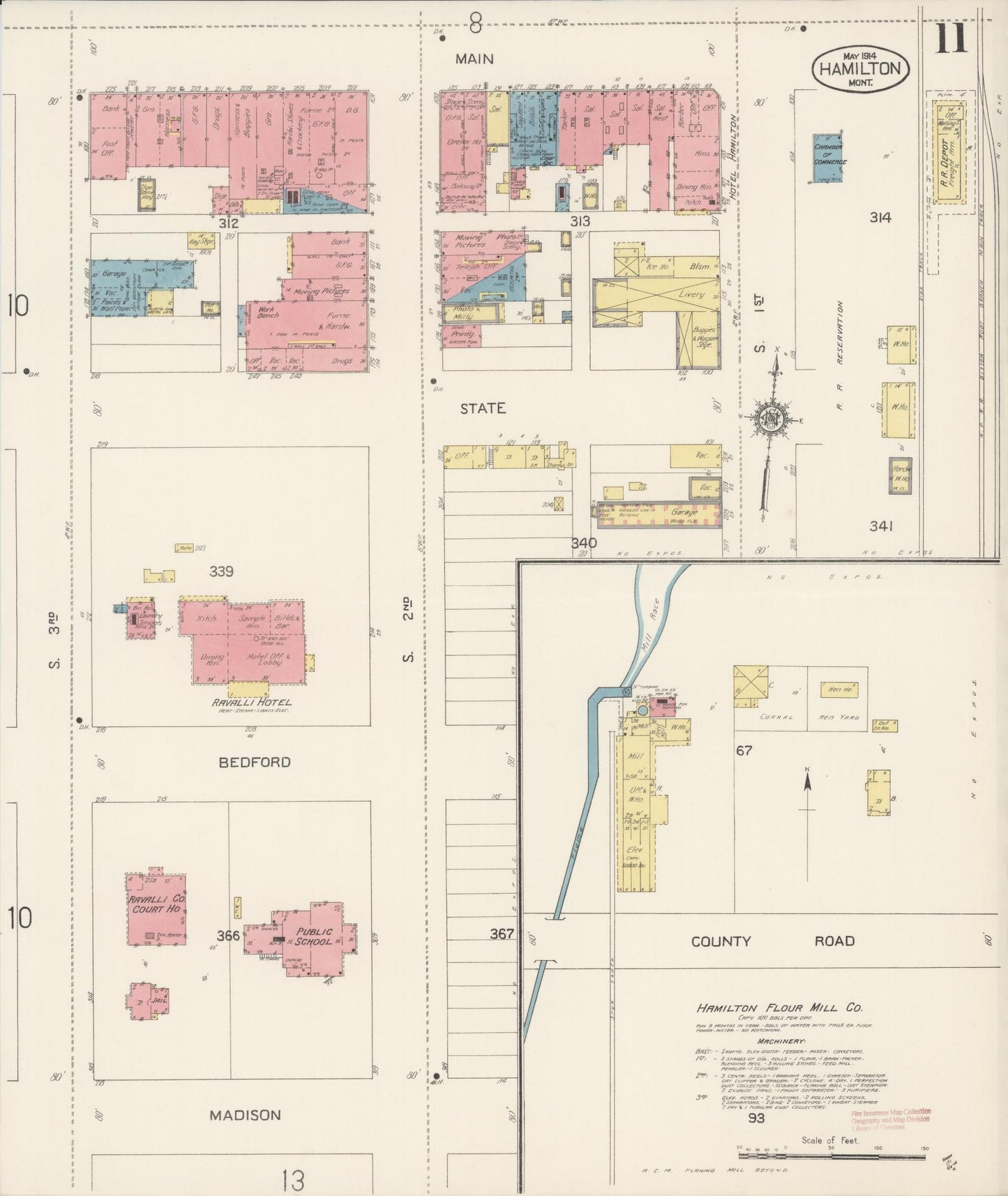 Sanborn Fire Insurance Map from Hamilton, Ravalli County, Montana (1914), Sheet #0011 - Complete Map Set gallery image, historic Sanborn map, vintage wall art, Montana Montana