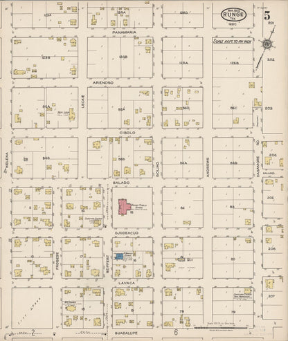 Sanborn Fire Insurance Map from Runge, Karnes County, Texas (1922), Sheet #0005 - Complete Map Set gallery image, historic Sanborn map, vintage wall art, Texas Texas