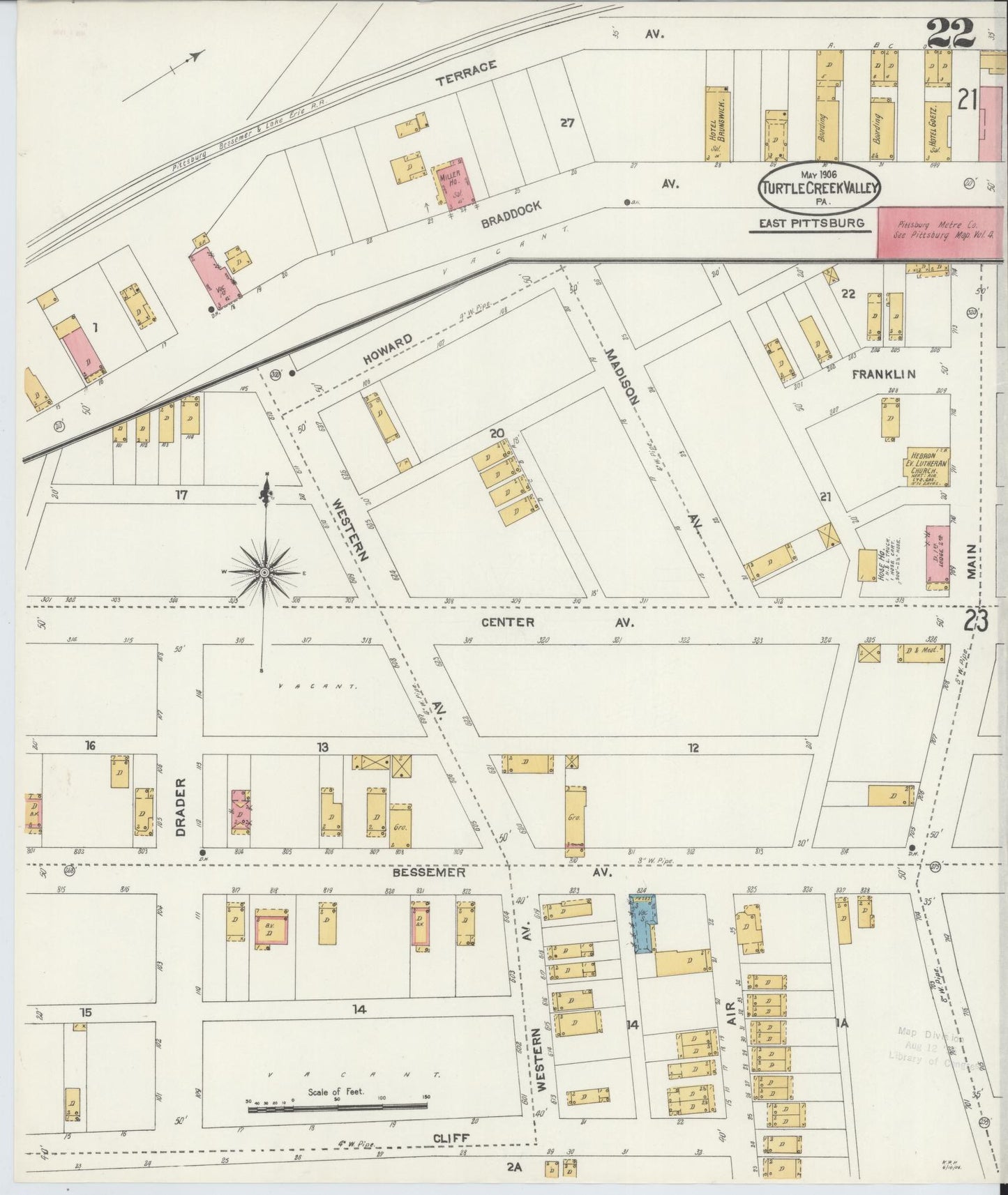 Sanborn Fire Insurance Map from Turtle Creek Valley, Allegheny County, Pennsylvania (1906), Sheet #0022 - Complete Map Set gallery image, historic Sanborn map, vintage wall art, Pennsylvania Pennsylvania