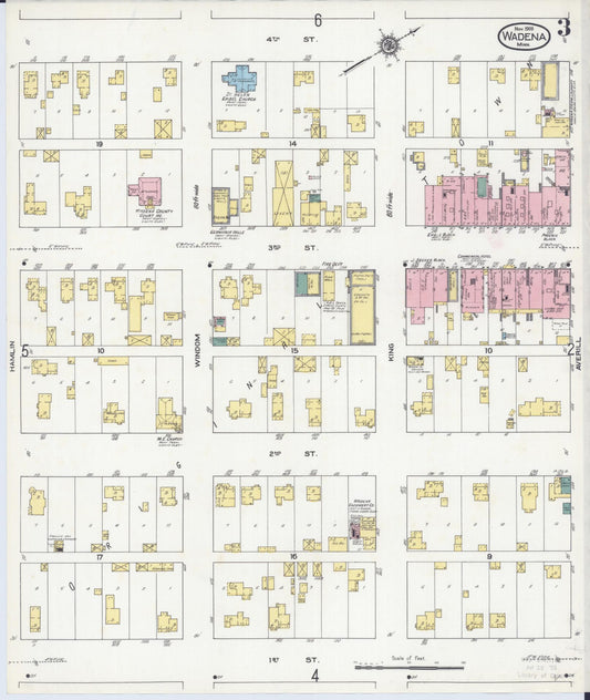 Sanborn Fire Insurance Map from Wadena, Wadena County, Minnesota (1909), Sheet #0003 - Historic Sanborn Fire Insurance Map Print, vintage old map wall art, antique decor, genealogy gift, Minnesota Minnesota map