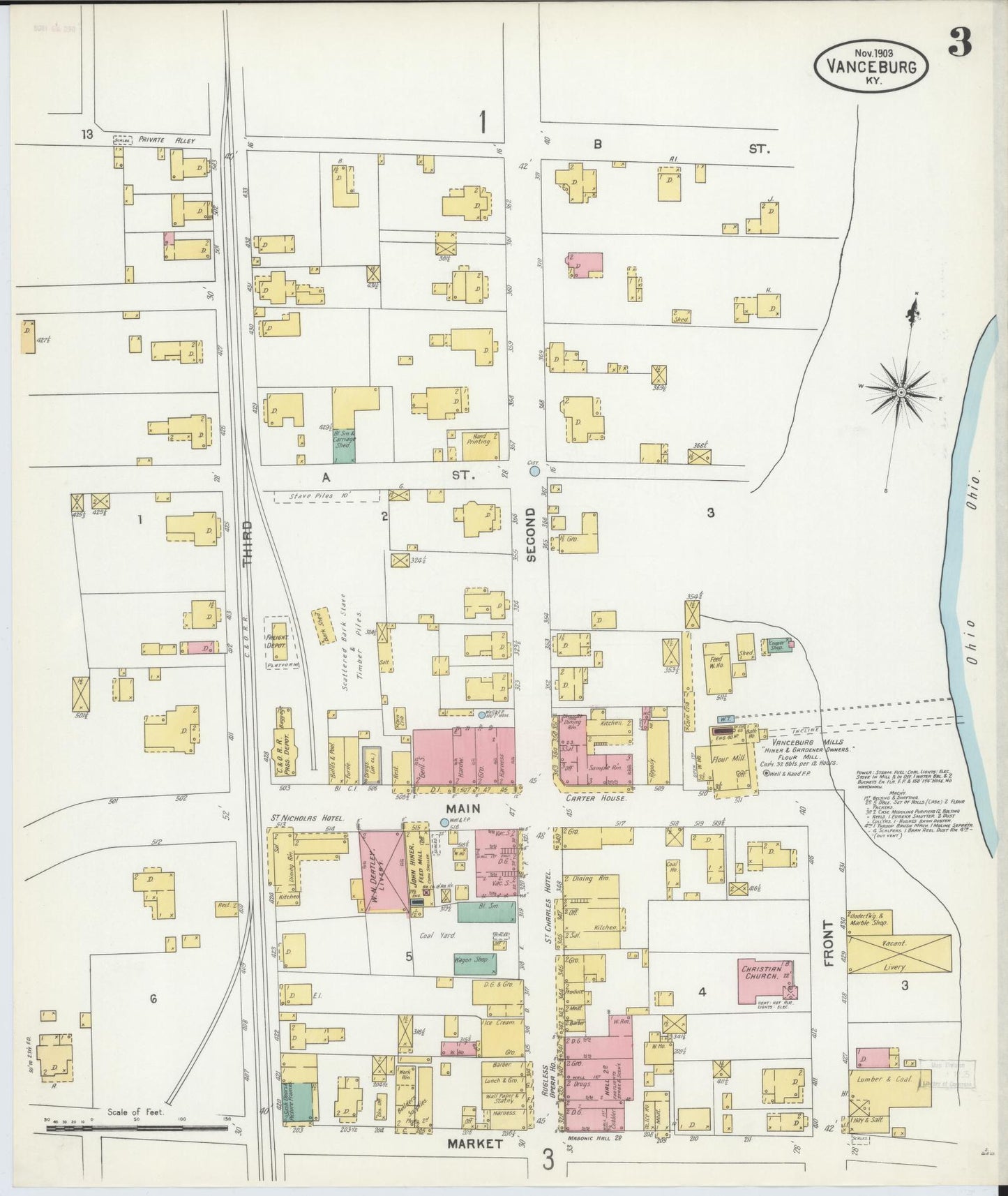 Sanborn Fire Insurance Map from Vanceburg, Lewis County, Kentucky (1903), Sheet #0003 - Complete Map Set gallery image, historic Sanborn map, vintage wall art, Kentucky Kentucky