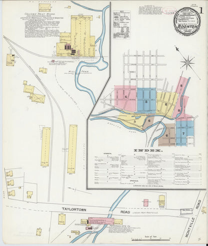 Sanborn Fire Insurance Map from Boonton, Morris County, New Jersey (1892), Sheet #0001 - Historic Sanborn Fire Insurance Map Print, vintage old map wall art, antique decor, genealogy gift, New Jersey New Jersey map