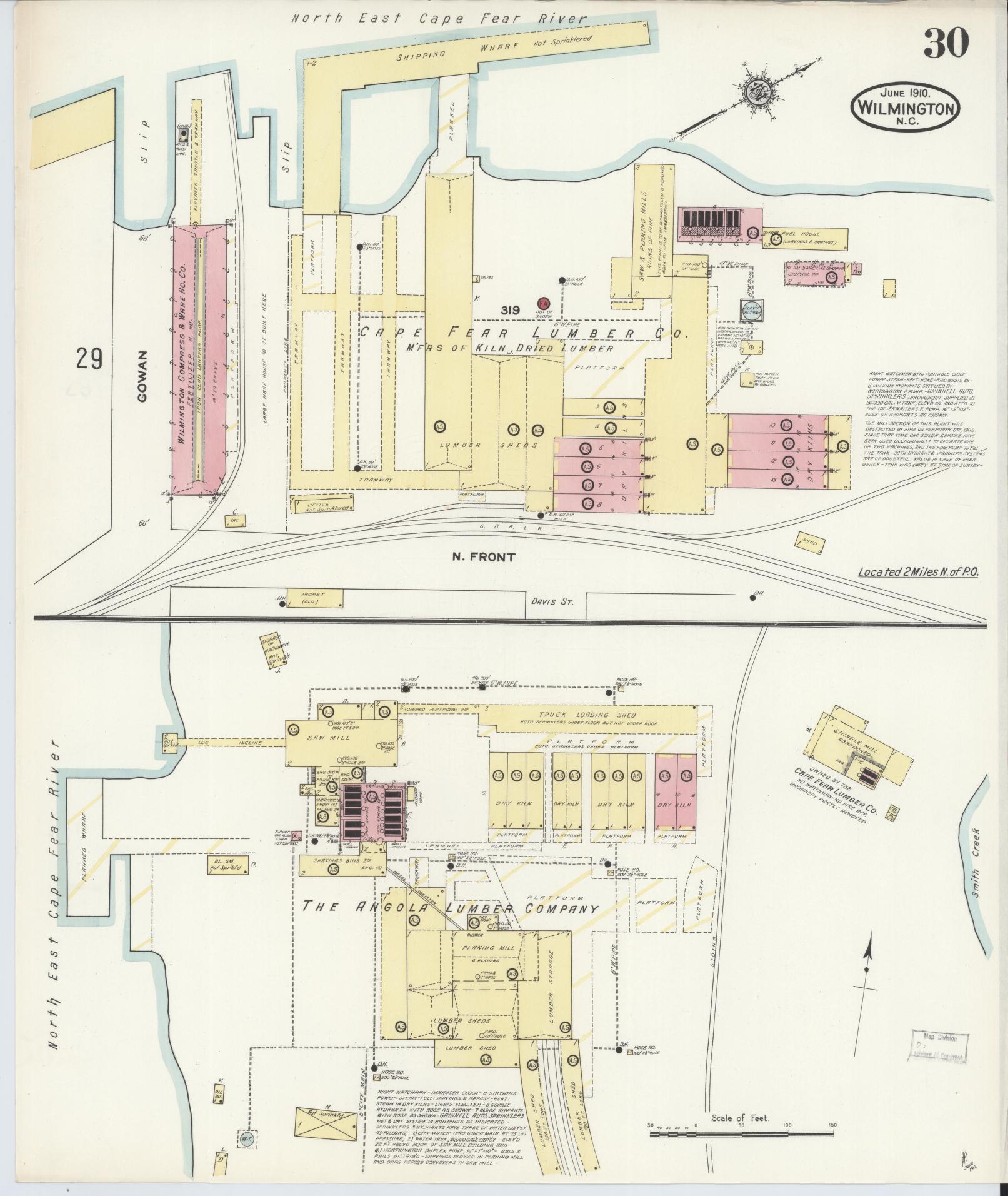 Sanborn Fire Insurance Map from Wilmington, New Hanover County, North Carolina (1910), Sheet #0030 - Complete Map Set gallery image, historic Sanborn map, vintage wall art, North Carolina North Carolina