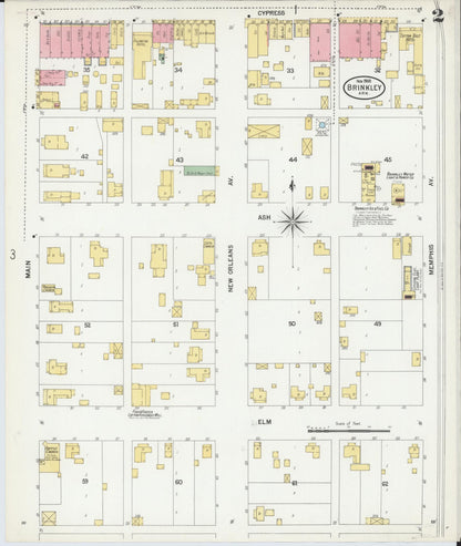 Sanborn Fire Insurance Map from Brinkley, Monroe County, Arkansas (1900), Sheet #0002 - Complete Map Set gallery image, historic Sanborn map, vintage wall art, Arkansas Arkansas