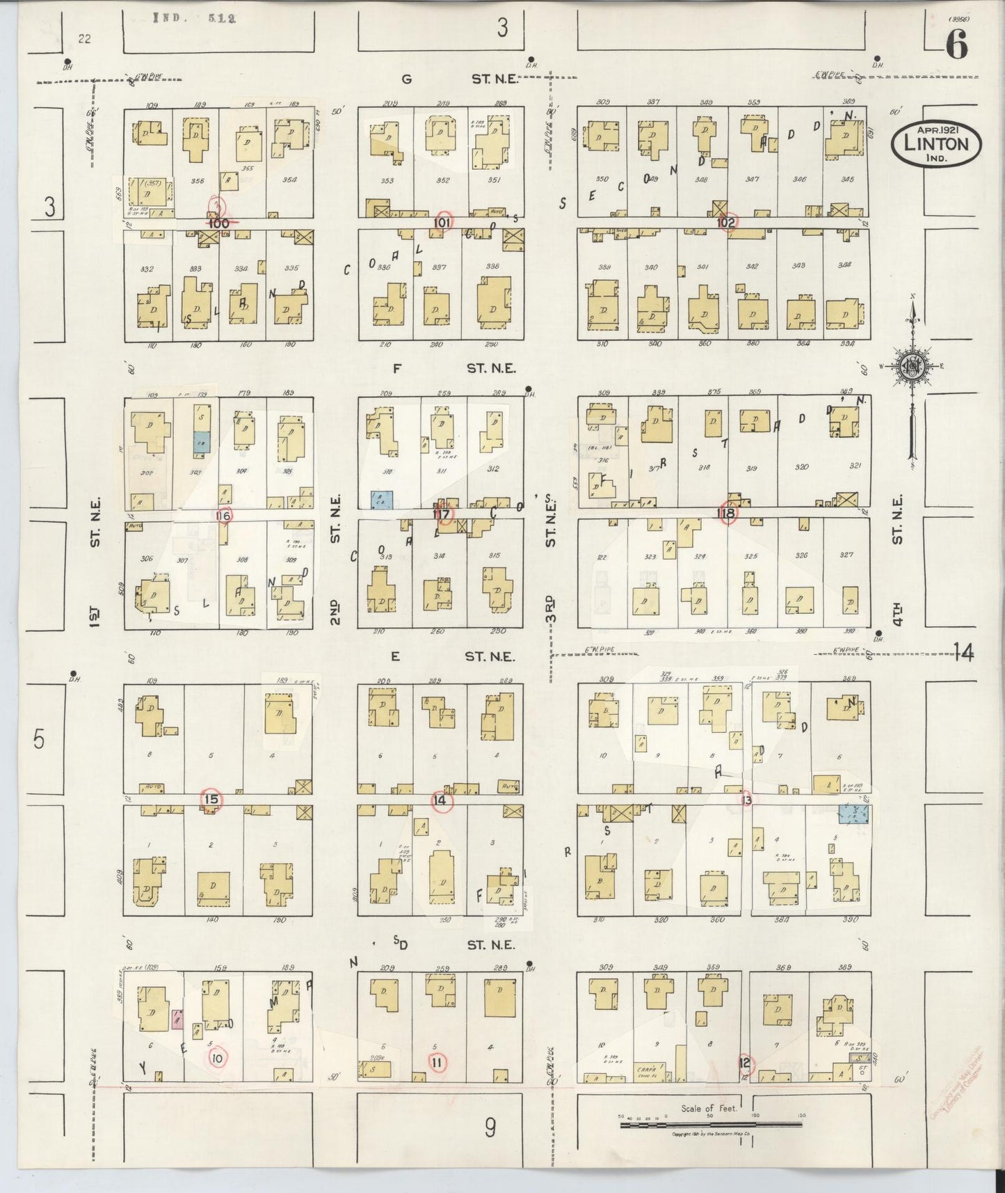 Sanborn Fire Insurance Map from Linton, Greene County, Indiana (1948), Sheet #0006 - Complete Map Set gallery image, historic Sanborn map, vintage wall art, Indiana Indiana