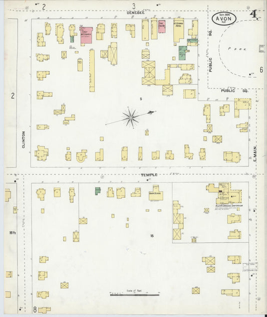 Sanborn Fire Insurance Map from Avon, Livingston County, New York (1904), Sheet #0004 - Historic Sanborn Fire Insurance Map Print, vintage old map wall art, antique decor, genealogy gift, New York New York map