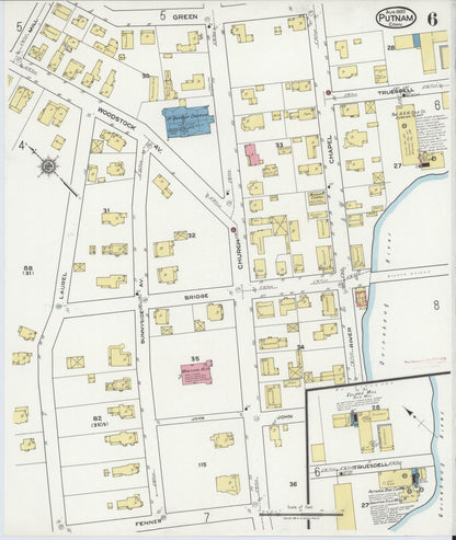 Sanborn Fire Insurance Map from Putnam, Windham County, Connecticut (1920), Sheet #0006 - Complete Map Set gallery image, historic Sanborn map, vintage wall art, Connecticut Connecticut
