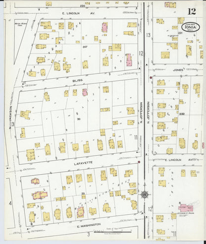 Sanborn Fire Insurance Map from Ionia, Ionia County, Michigan (1920), Sheet #0012 - Complete Map Set gallery image, historic Sanborn map, vintage wall art, Michigan Michigan