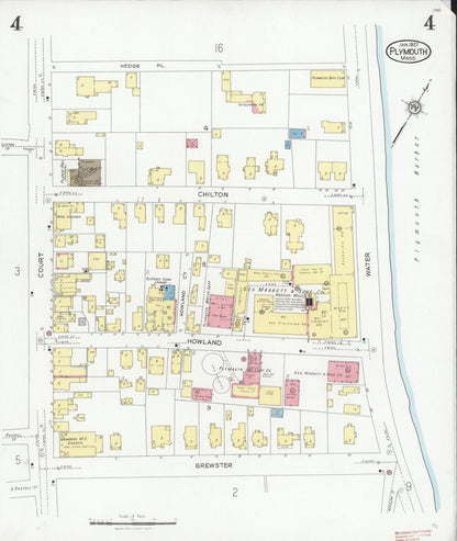Sanborn Fire Insurance Map from Plymouth, Plymouth County, Massachusetts (1927), Sheet #0004 - Complete Map Set gallery image, historic Sanborn map, vintage wall art, Massachusetts Massachusetts
