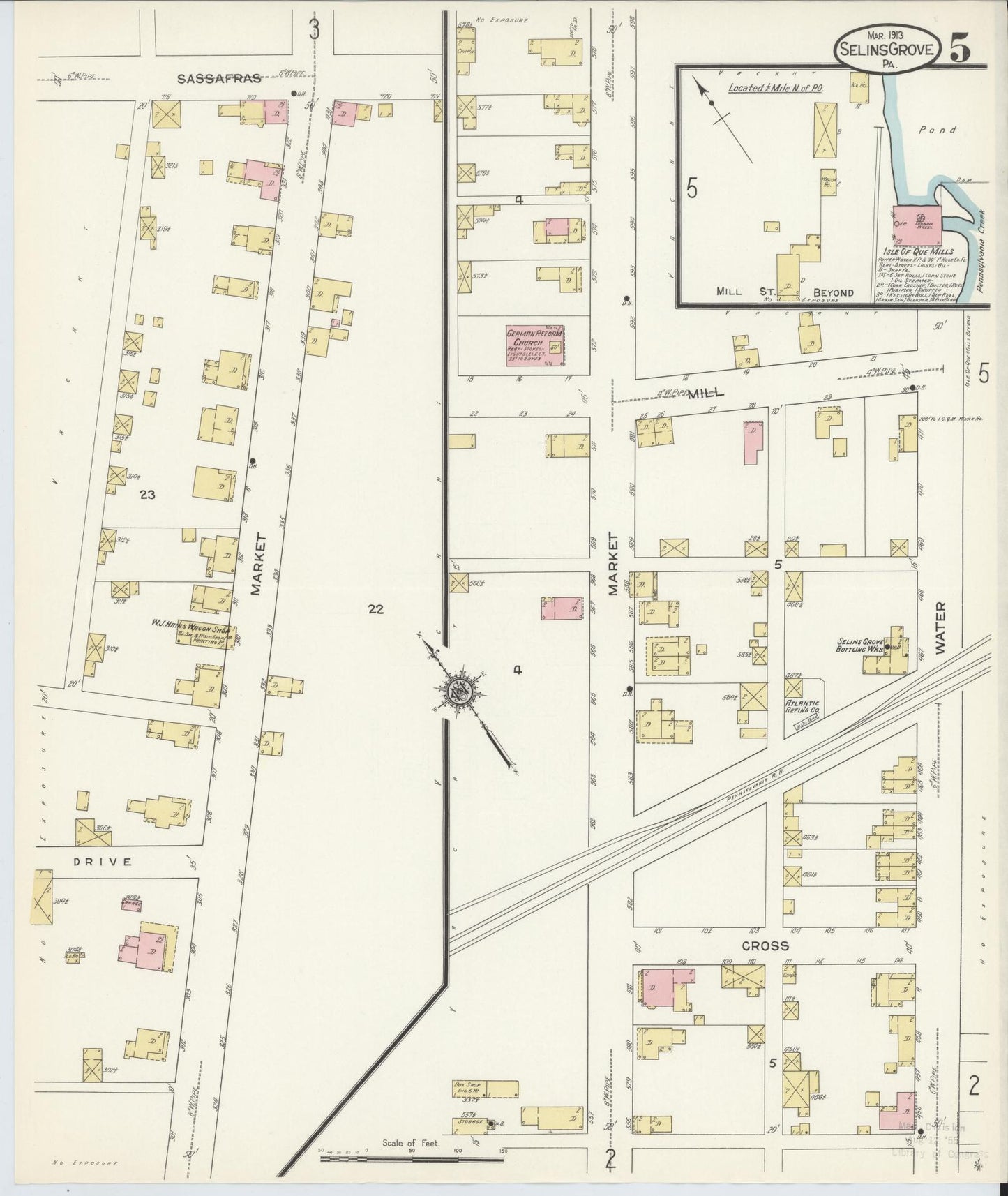 Sanborn Fire Insurance Map from Selins Grove, Snyder County, Pennsylvania (1913), Sheet #0005 - Complete Map Set gallery image, historic Sanborn map, vintage wall art, Pennsylvania Pennsylvania