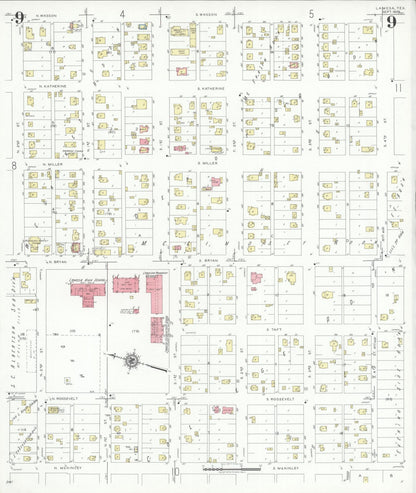Sanborn Fire Insurance Map from Lamesa, Dawson County, Texas (1939), Sheet #0009 - Historic Sanborn Fire Insurance Map Print, vintage old map wall art, antique decor, genealogy gift, Texas Texas map