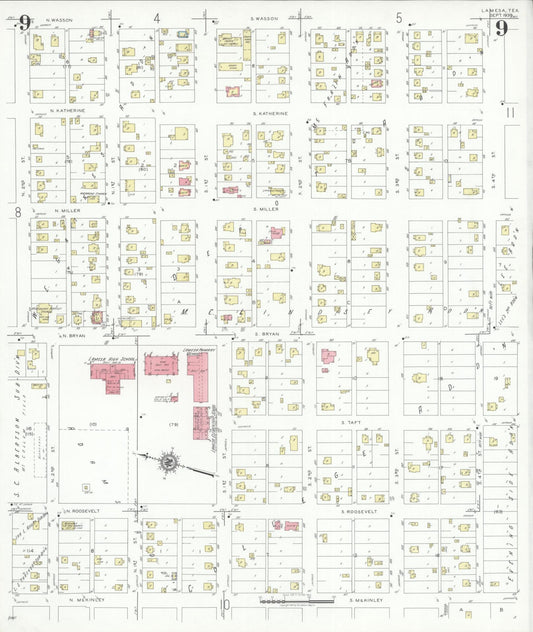 Sanborn Fire Insurance Map from Lamesa, Dawson County, Texas (1939), Sheet #0009 - Historic Sanborn Fire Insurance Map Print, vintage old map wall art, antique decor, genealogy gift, Texas Texas map