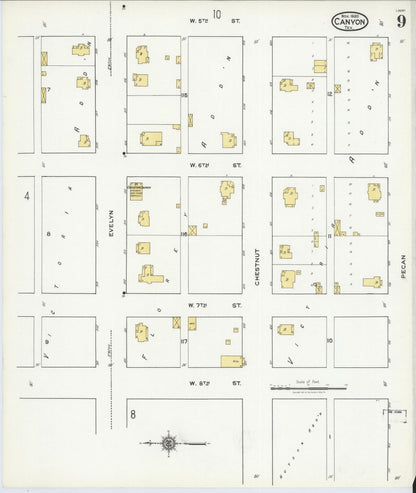 Sanborn Fire Insurance Map from Canyon, Randall County, Texas (1920), Sheet #0009 - Complete Map Set gallery image, historic Sanborn map, vintage wall art, Texas Texas