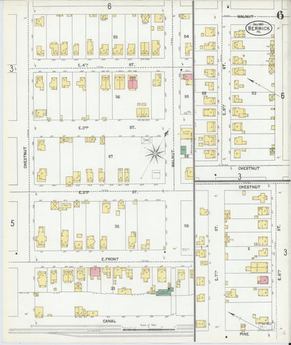 Sanborn Fire Insurance Map from Berwick, Columbia County, Pennsylvania (1901), Sheet #0006 - Historic Sanborn Fire Insurance Map Print, vintage old map wall art, antique decor, genealogy gift, Pennsylvania Pennsylvania map