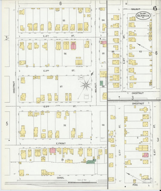 Sanborn Fire Insurance Map from Berwick, Columbia County, Pennsylvania (1901), Sheet #0006 - Historic Sanborn Fire Insurance Map Print, vintage old map wall art, antique decor, genealogy gift, Pennsylvania Pennsylvania map