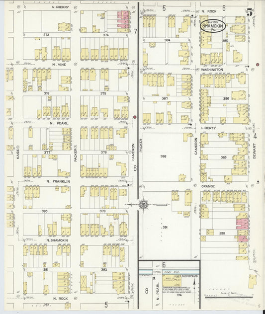 Sanborn Fire Insurance Map from Shamokin, Northumberland County, Pennsylvania (1913), Sheet #0005 - Historic Sanborn Fire Insurance Map Print, vintage old map wall art, antique decor, genealogy gift, Pennsylvania Pennsylvania map