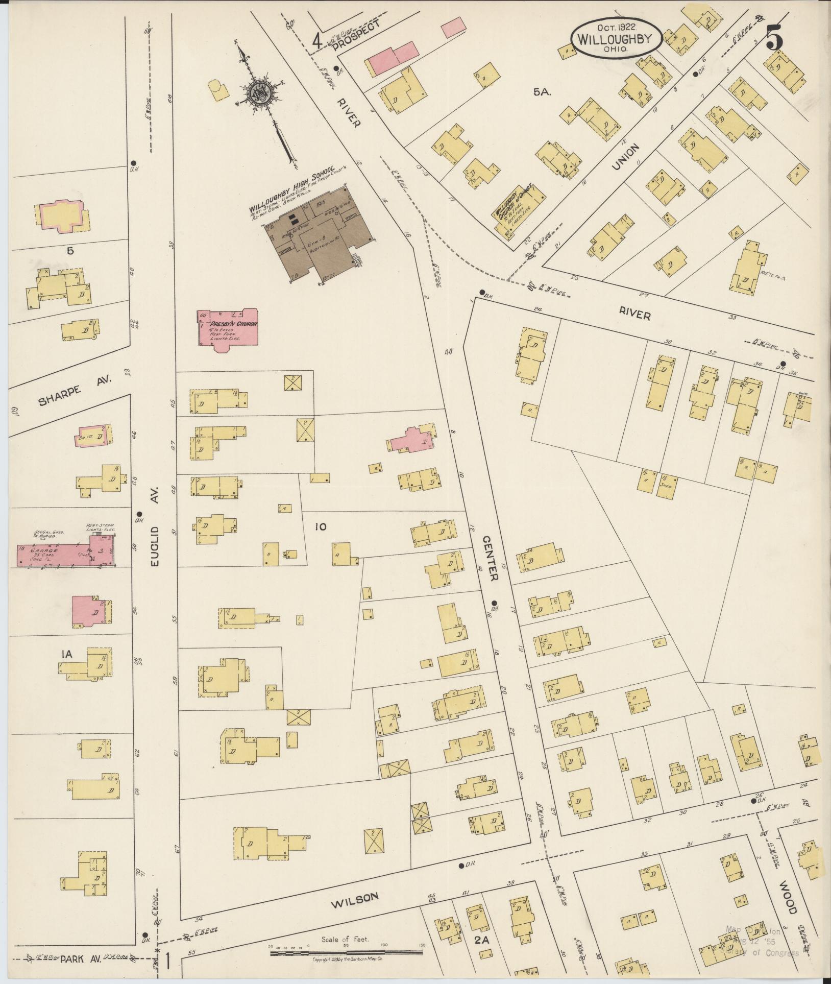 Sanborn Fire Insurance Map from Willoughby, Lake County, Ohio (1922), Sheet #0005 - Complete Map Set gallery image, historic Sanborn map, vintage wall art, Ohio Ohio