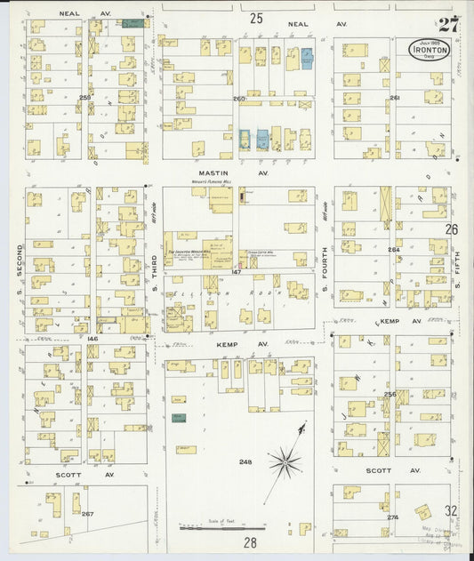 Sanborn Fire Insurance Map from Ironton, Lawrence County, Ohio (1909), Sheet #0027 - Historic Sanborn Fire Insurance Map Print, vintage old map wall art, antique decor, genealogy gift, Ohio Ohio map