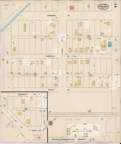 Sanborn Fire Insurance Map from Prosser, Benton County, Washington (1944), Sheet #0002 - Complete Map Set gallery image, historic Sanborn map, vintage wall art, Washington Washington