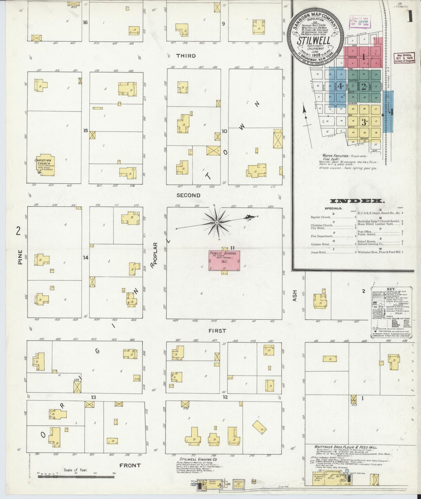 Sanborn Fire Insurance Map from Stillwell, Adair County, Oklahoma (1909), Sheet #0001 - Complete Map Set gallery image, historic Sanborn map, vintage wall art, Oklahoma Oklahoma