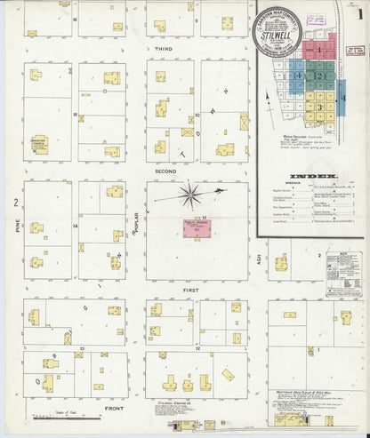 Sanborn Fire Insurance Map from Stillwell, Adair County, Oklahoma (1909), Sheet #0001 - Complete Map Set gallery image, historic Sanborn map, vintage wall art, Oklahoma Oklahoma