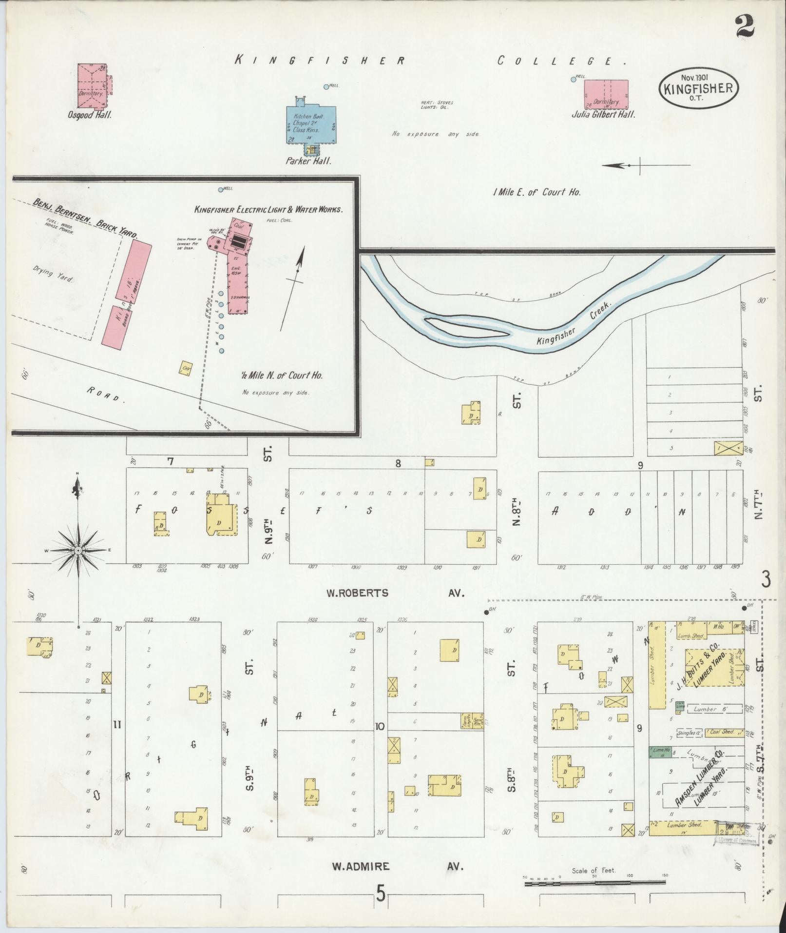 Sanborn Fire Insurance Map from Kingfisher, Kingfisher County, Oklahoma (1901), Sheet #0002 - Complete Map Set gallery image, historic Sanborn map, vintage wall art, Oklahoma Oklahoma