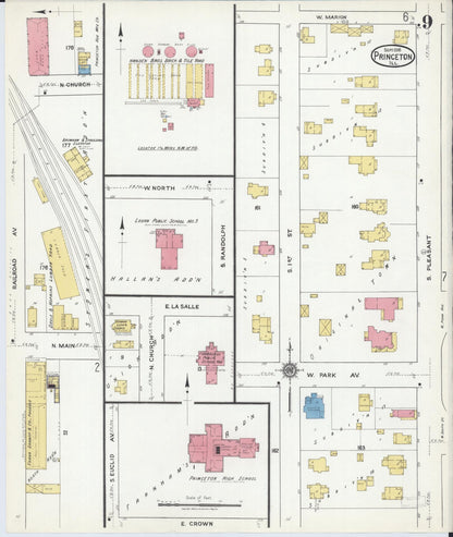 Sanborn Fire Insurance Map from Princeton, Bureau County, Illinois (1918), Sheet #0009 - Complete Map Set gallery image, historic Sanborn map, vintage wall art, Illinois Illinois
