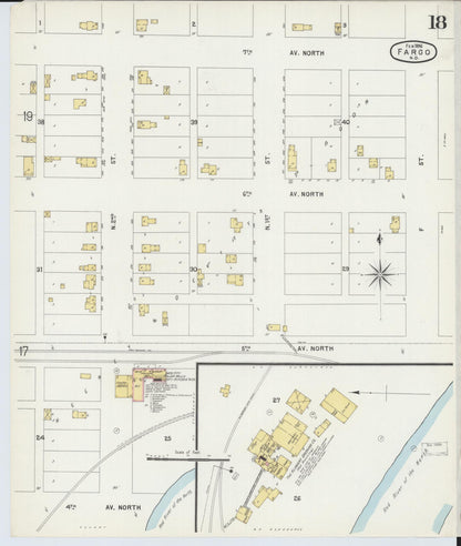 Sanborn Fire Insurance Map from Fargo, Cass County, North Dakota (1896), Sheet #0018 - Complete Map Set gallery image, historic Sanborn map, vintage wall art, North Dakota North Dakota