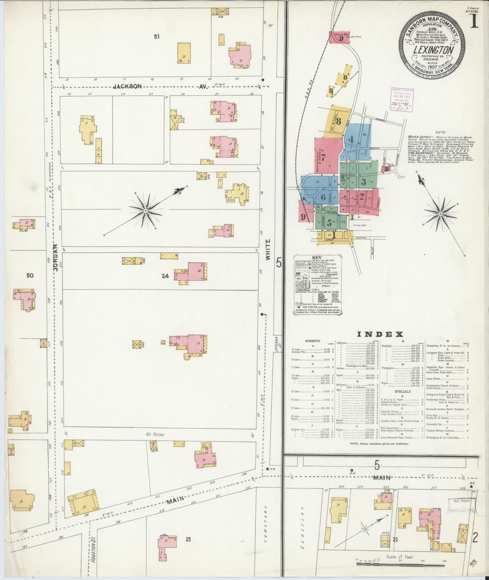 Sanborn Fire Insurance Map from Lexington, Independent Cities, Virginia. (1907) – Historic Sanborn Fire Insurance Map Print